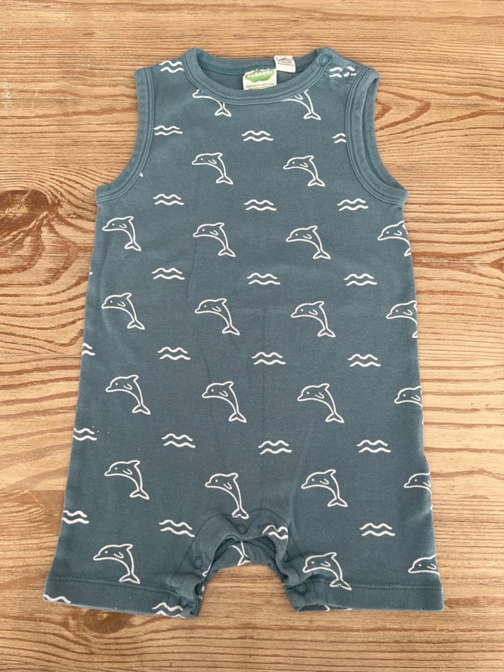 Parade Organics Sleeveless Dolphin Print Baby Romper